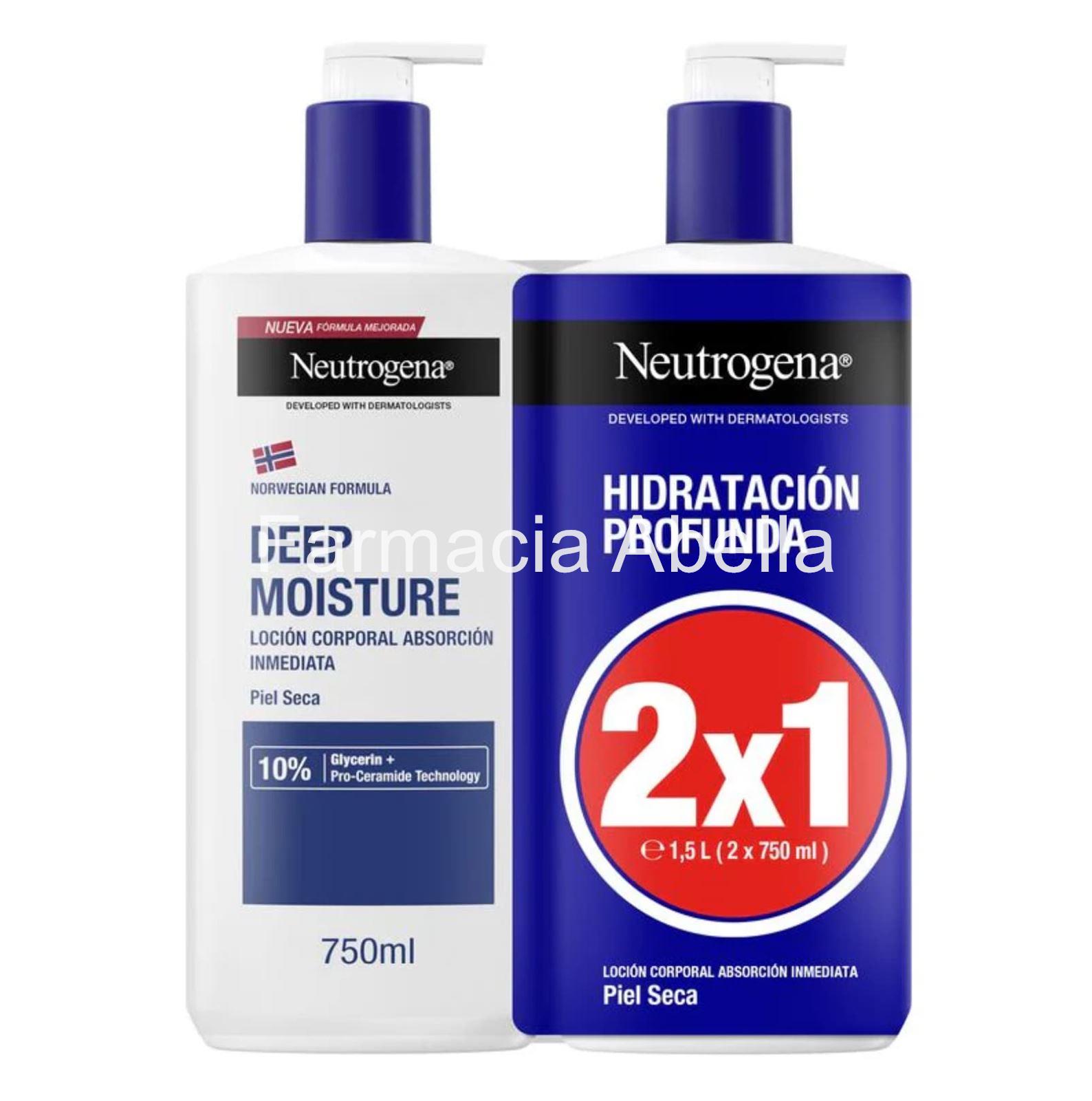 Neutrogena loción corporal hidratación profunda piel seca duplo 2 x 750 ml - Imagen 1